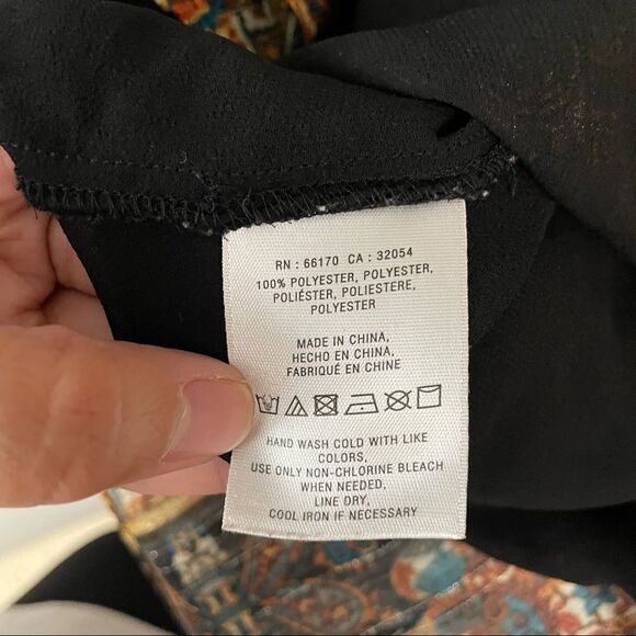 ANTHROPOLOGIE MEADOW RUE BLACK CHIFFON PAISLEY PEASANT BLOUSE LINED SZ small - Picture 5 of 10